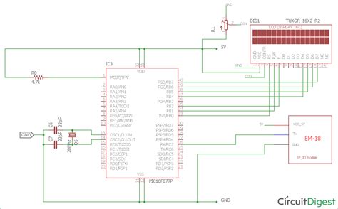 pic rfid reader schematic|pic16f877a interfacing circuit diagram.